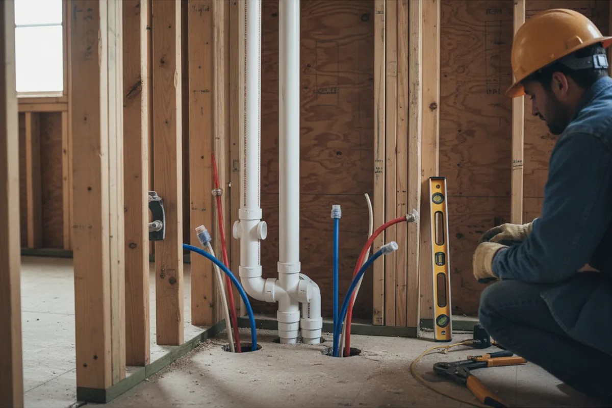 Drain and supply rough-in during Drain Cleaning in Gardner
